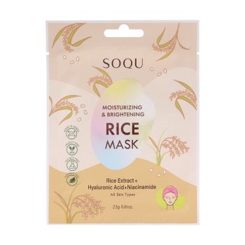 SOQU MOISTURIZING & BRIGHTENING RICE veido kaukė, 23 g