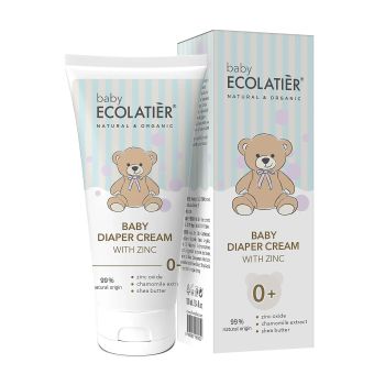 ECOLATIER BABY DIAPER WITH ZINC kūdikių vystyklų kremas, 100 ml