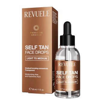 REVUELE SELF TAN LIGHT TO MEDIUM savaiminio įdegio veido lašai, 30 ml