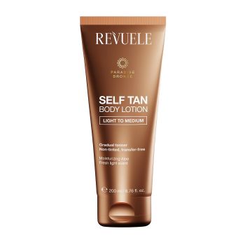 REVUELE SELF TAN LIGHT TO MEDIUM savaiminio įdegio kūno losjonas, 200 ml