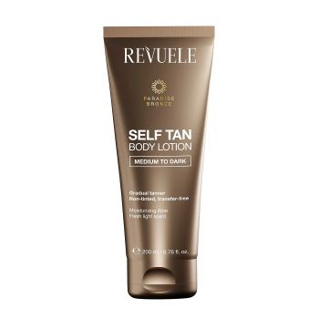 REVUELE SELF TAN MEDIUM TO DARK savaiminio įdegio kūno losjonas, 200 ml