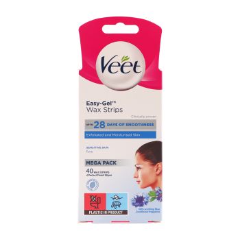 VEET EASY-GEL veido depiliavimo vaško juostelės (40 vnt.)