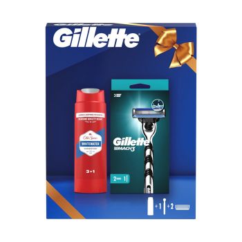 GILLETTE MACH3 vyrų skustuvas + OLD SPICE WHITEWATER kūno, plaukų ir veido prausiklis