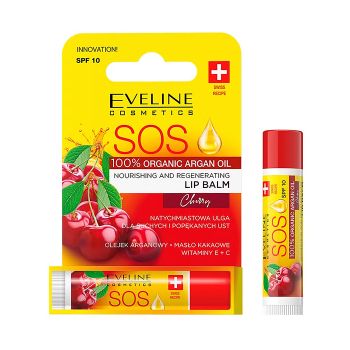 EVELINE SOS NOURISHING AND REGENERATING CHERRY lūpų balzamas, 4,5 g