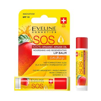 EVELINE SOS NOURISHING AND REGENERATING EXOTIC MANGO lūpų balzamas, 4,5 g