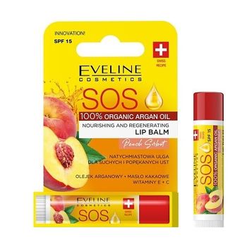 EVELINE SOS NOURISHING AND REGENERATING PEACH SORBET lūpų balzamas, 4,5 g