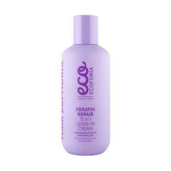 ECOFORIA KERATIN REPAIR 15 IN 1 nenuplaunamas plaukų kremas, 200 ml