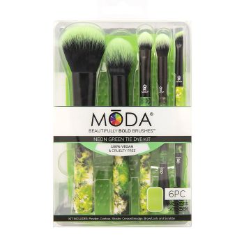 MODA NEON GREEN TIE DYE makiažo šepetėlių rinkinys