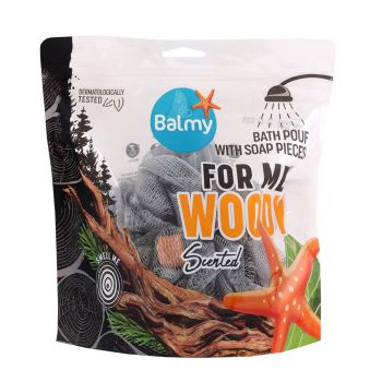 BALMY WITH SOAP PIECES WOODY vyrų šveičiamoji kūno plaušinė su muilu
