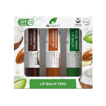DR.ORGANIC SPF15 lūpų balzamai, 3 vnt.
