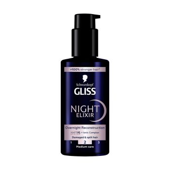 GLISS NIGHT ELIXIR OVERNIGHT RECONSTRUCTION plaukų serumas, 100 ml