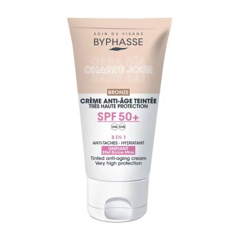BYPHASSE 3 IN 1 SPF50+ BRONZE atspalvį suteikiantis apsauginis veido kremas, 50 ml