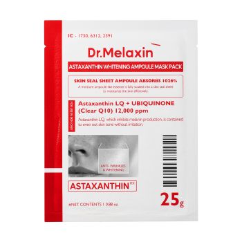 DR.MELAXIN ASTAXANTHIN WHITENING AMPOULE veido kaukė, 25 g