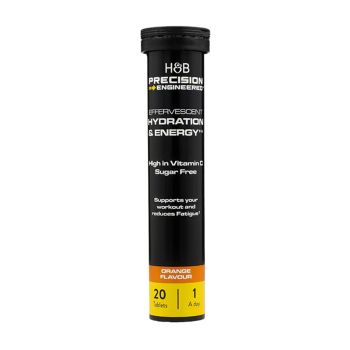 H&B PRECISION ENGINEERED hidracija ir energija, elektrolitai, apelsinų skonio, 20 šnypčiųjų tablečių