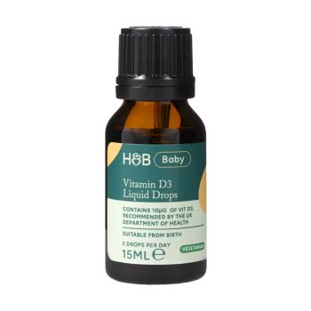 H&B vitaminas D3 400 TV kūdikiams, skystis, 15 ml
