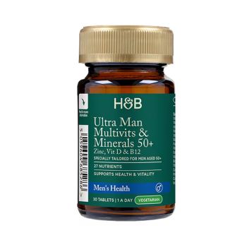 H&B ULTRA multivitaminai ir mineralai 50+ vyrams, 30 tablečių
