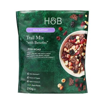 H&B TRAIL MIX WITH BENEFITS ROCKY ROAD džiovintų vaisių ir riešutų mišinys, 210 g