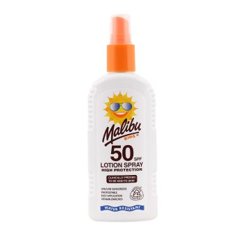 MALIBU KIDS SPF50 apsauginis purškiamasis losjonas nuo saulės, 200 ml