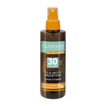 CLINIANS SPF30 apsauginis sausasis kūno ir plaukų aliejus nuo saulės, 150 ml