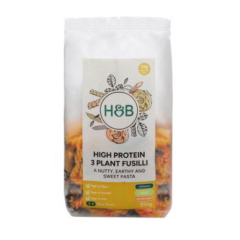 H&B HIGH PROTEIN FUSILLI 3 PLANT FUSILLI makaronai, 250 g