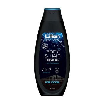 LILIEN FOR MEN ICE COOL 2 IN 1 REFRESHING vyrų šampūnas - dušo želė, 400 ml