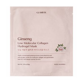 GLAMFOX GINSENG LOW MOLECULAR COLLAGEN HYDROGEL veido kaukė, 30 g