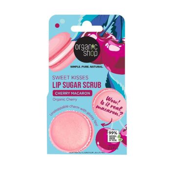 ORGANIC SHOP CHERRY MACARON lūpų cukraus šveitiklis, 10 ml