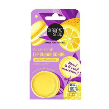ORGANIC SHOP LEMON MACARON lūpų cukraus šveitiklis, 10 ml