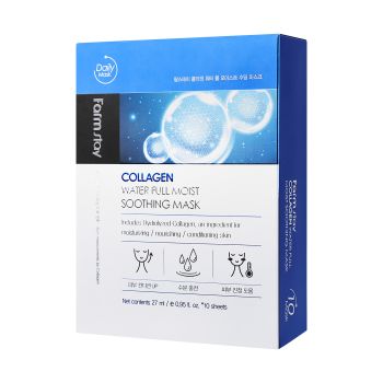FARMSTAY COLLAGEN WATER FULL MOIST SOOTHING veido kaukės (27 ml x 10 vnt.)