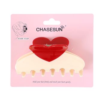 CHASESUN RED HEART/BEIGE plaukų žnyplės