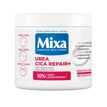 MIXA UREA CICA REPAIR atkuriamasis veido, kūno ir rankų kremas, 400 ml