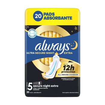 ALWAYS ULTRA SECURE NIGHT EXTRA higieniniai paketai (20 vnt.)
