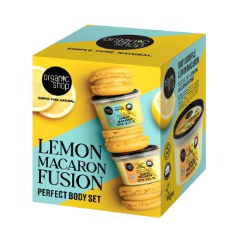 ORGANIC SHOP LEMON MACARON FUSION PERFECT kūno priežiūros priemonių rinkinys