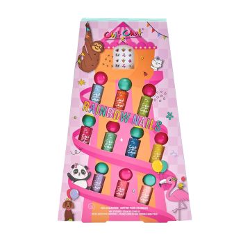 CHIT CHAT RAINBOW NAILS vaikų nagų lakai (10 x 4 ml) + nagų lipdukai