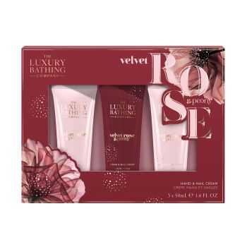 LUXURY BATHING VELVET ROSE & PEONY rankų ir nagų kremai (3 x 50 ml)