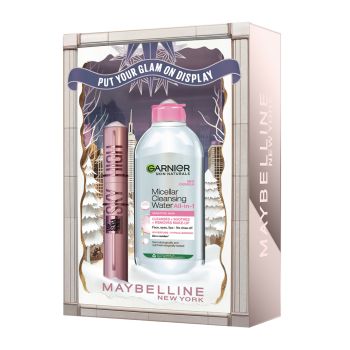 MAYBELLINE SKY HIGH blakstienų tušas + GARNIER micelinis vanduo