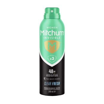 MITCHUM CLEAR FRESH 48H moterų purškiamasis dezodorantas antiperspirantas, 200 ml