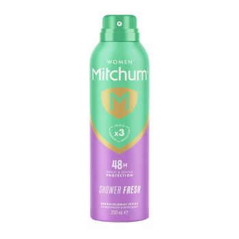 MITCHUM SHOWER FRESH 48H moterų purškiamasis dezodorantas antiperspirantas, 200 ml
