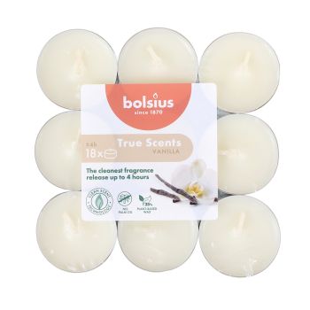 BOLSIUS VANILLA 4H žvakės - tabletės (18 vnt.)