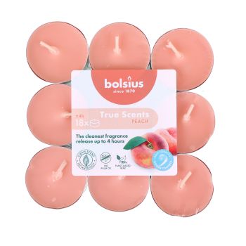 BOLSIUS PEACH 4H žvakės - tabletės (18 vnt.)