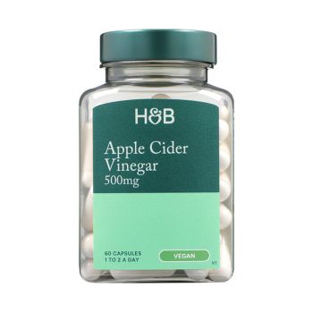 H&B obuolių sidro actas 500 mg, 60 kapsulių