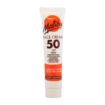 MALIBU SPF 50 vandeniui atsparus apsauginis veido kremas, 40 ml