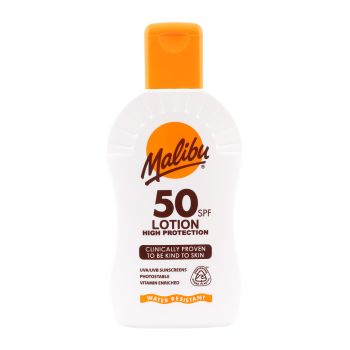 MALIBU SPF 50 vandeniui atsparus apsauginis kūno losjonas, 200 ml