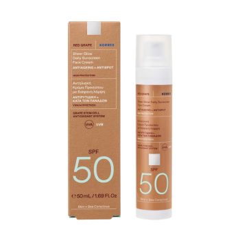 KORRES RED GRAPE SHEER GLOW SPF50 apsauginis veido kremas nuo saulės, 50 ml