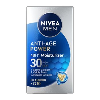 NIVEA MEN ANTI-AGE POWER HYALURON + Q10 SPF30 veido kremas, 50 ml