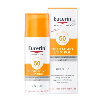 EUCERIN SUN PROTECTION PHOTOAGING CONTROL SPF50+ apsauginis veido fluidas, 50 ml