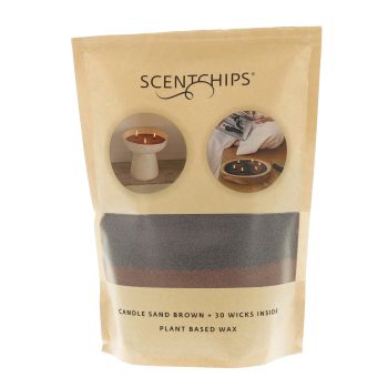 SCENTCHIPS SAND BROWN žvakių smėlis + dagtys, 500 ml + 30 vnt.