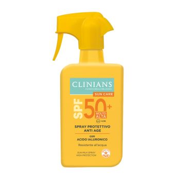 CLINIANS SPF 50 ANTI AGE purškiamasis apsauginis pienelis nuo saulės, 250 ml