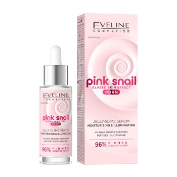 EVELINE PINK SNAIL PDRN JELLY-SLIME MOISTURIZING & ILLUMINATING veido serumas, 30 ml