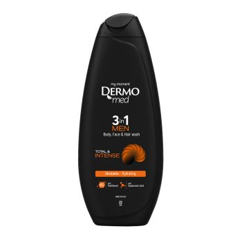 DERMOMED TOTAL & INTENSE 3 in 1 vyrų kūno, veido ir plaukų prausiklis, 450 ml